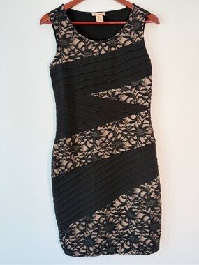 Y2K Lia Lee Black Lace Ribbed Mini Dress Womens Small Fairy Grunge Whimsigoth